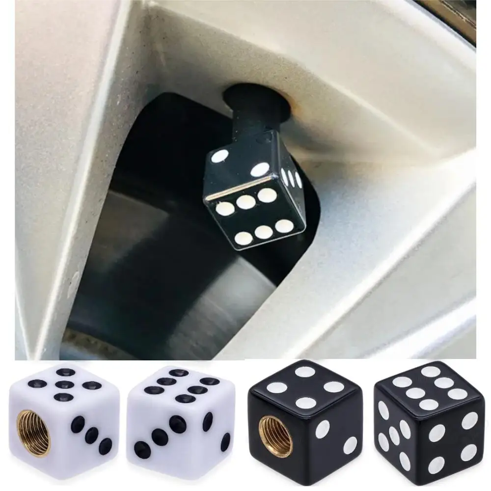 

4Pcs ABS Shell+Copper Inner Liner Dice Car Tyre Valve Cap Novelty Bicycle Truck Tire Valve Stem Cap Universal Tire Dust Caps