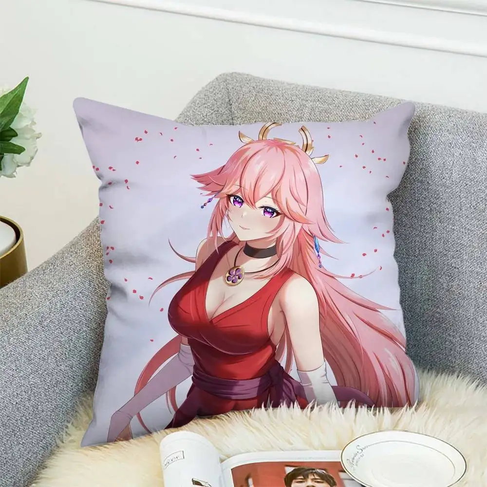 

Genshin Impact Pillow Case Double-Sided Printing Cushion Cover 45x45 Decorative Cushions Sofa Home Decor Soft Pillowcase