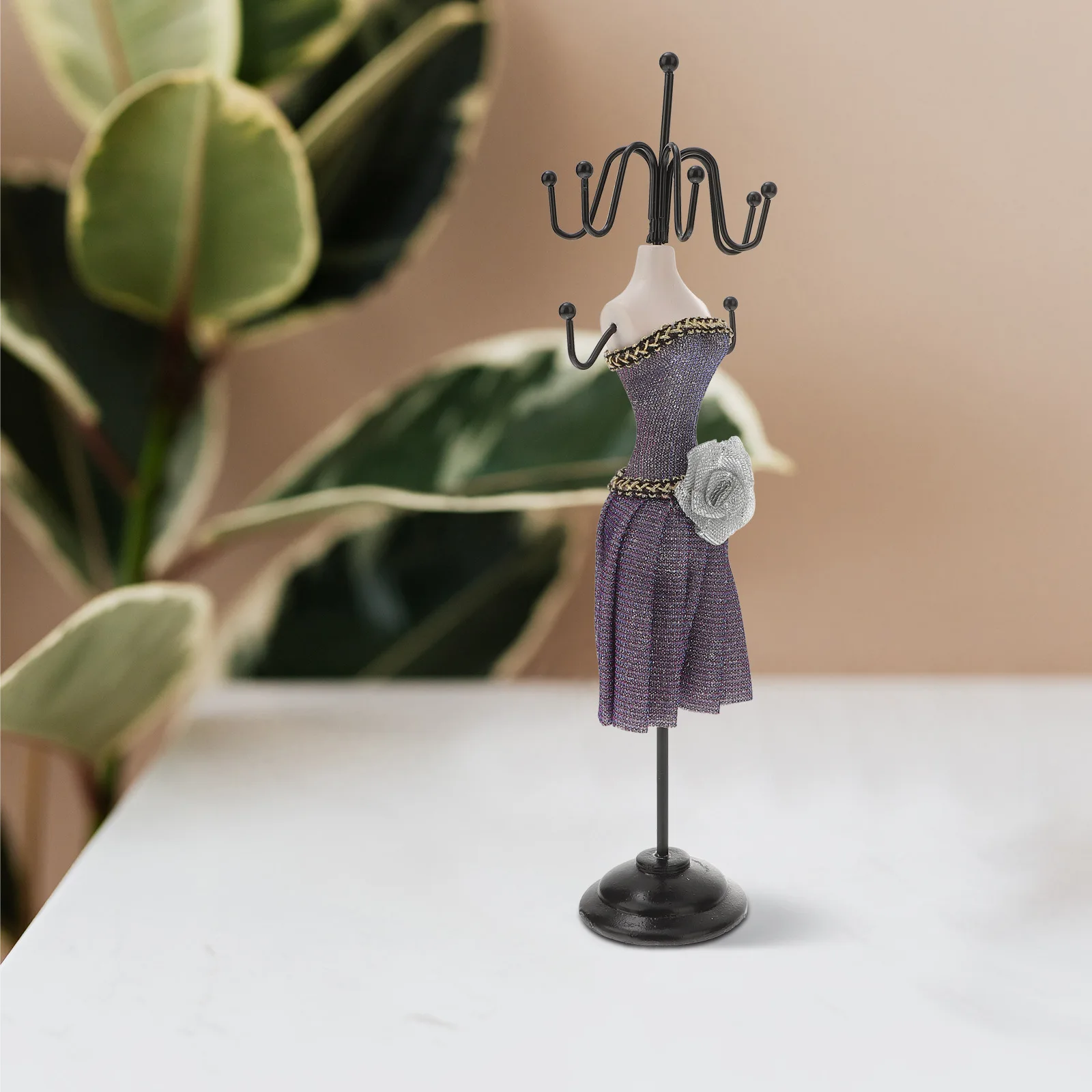 Jewelry Holder Stand Iron Art Durable Necklace Organizer Display Rack for Earrings Rings Home Store Vanity Decoration