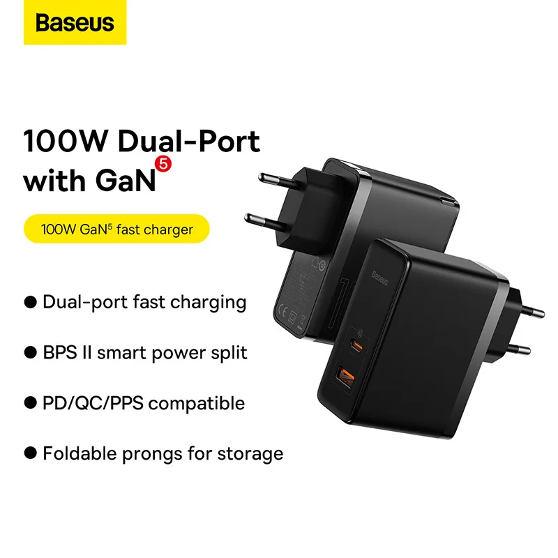 Baseus 100W GaN 5 Pro USB Charger PD Quick Charge 3.0 QC4.0 USB-C Type C Fast Charging Charger For iPhone 14 Xiaomi POCO MacBook