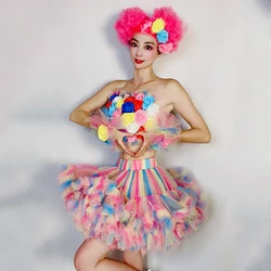 Nightclub Bar Women'S Valentine'S Day Party Rainbow Bubble Skirt Drag Queen Costumes Halloween Cosplay Performance Dress DN15892