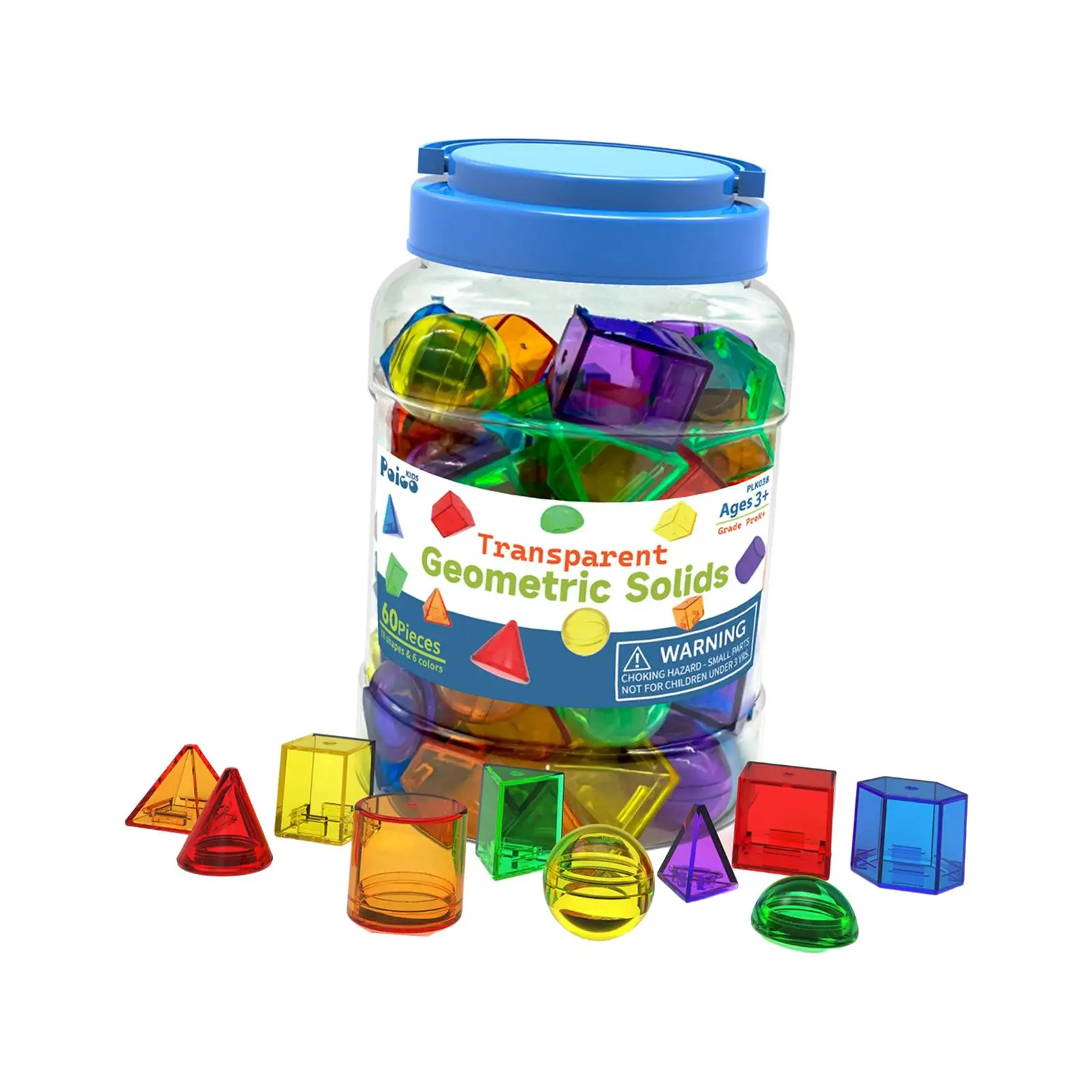 60x Geometric Solids Translucent Color Building Blocks for Games Activity