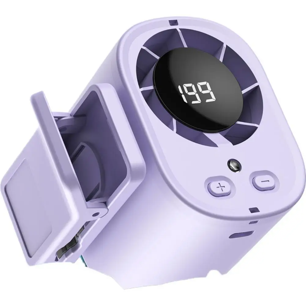 Waist Hanging Fan with LED Smart Digital Display USB Silent Neck Fan Strong Wind Mini Cooling Fan for Outdoor Summer Sports