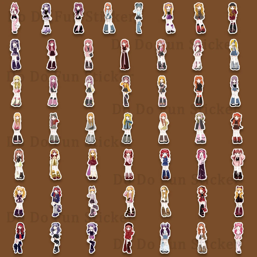 50 قطعة الكرتون Y2K ملصق الموضة مقاوم للماء بولي كلوريد الفينيل كول وسيم شخصية فن الديكور كأس جراب هاتف سجل القصاصات المحمول