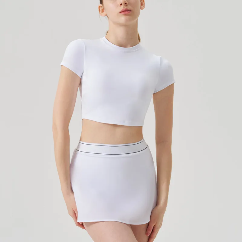 

Быстросохнущая теннисная юбка с защитой от натирания, комплект со встроенным бюстгальтером, женская одежда для бега, йоги и тренажерного зала, тренировочная одежда для женщин