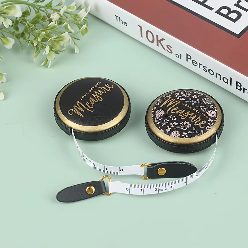 1pc Vintage Pu Leather Mini Tape Measure - Portable Retractable Nostalgia Ruler For Sewing Centimeter And Inch Scale