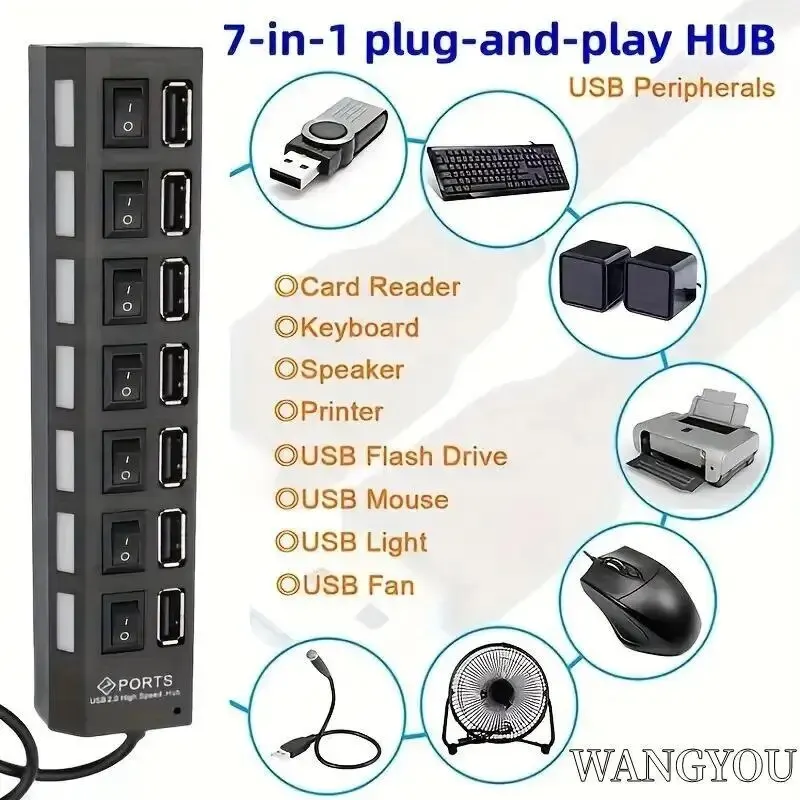 USB Hub Hub USB Adapter Multi Ports Use Power Adapter Extensor USB 2.0 PC Computer Accessories Switch USB For Laptop