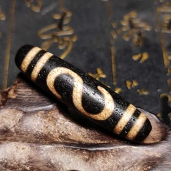 Tibetan White/Black Mooney Hook Totem Ancient Weathered 58mm Old Agate DZI Beads For Men&Women Jewelry DIY Free Shipping