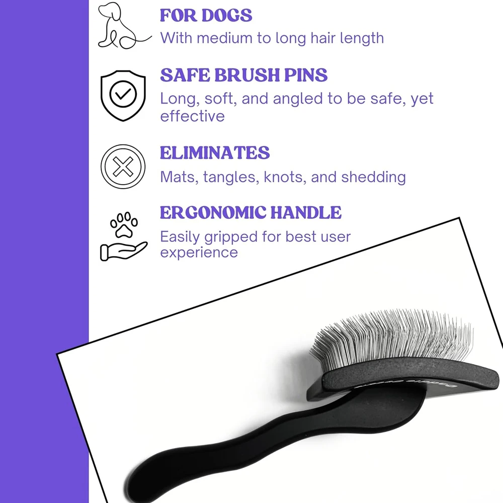 Dog Slicker Brush - Dogs Grooming Brush Especially Designed for Poodles and Doodle Mixes Fluff, Detangle and Demat Dog Comb