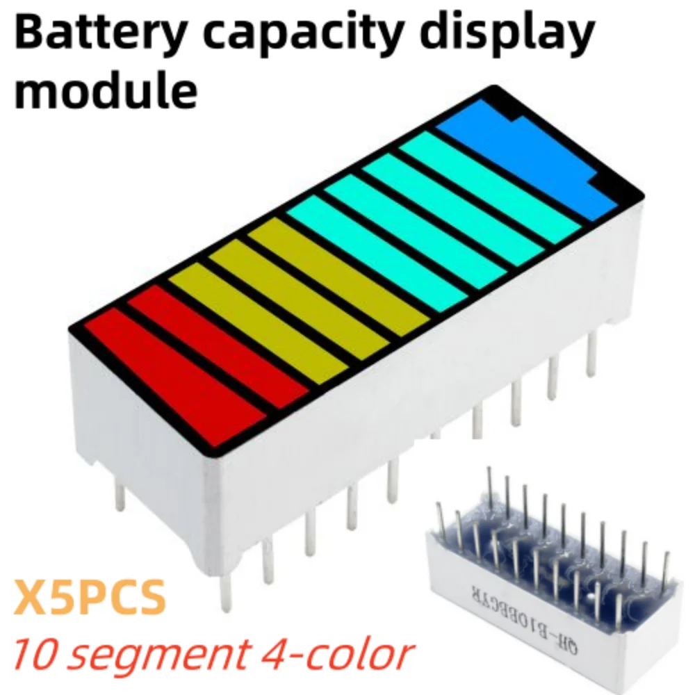 A Set 5PCS 10 segment 4-color LED digital tube power display strip Power indicator Battery capacity display module