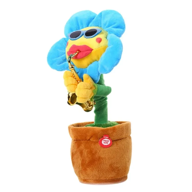 kids toys Singing And Dancing Cactus Sun Flower Toy Simulation Sunflower Dancing Playing Saxophone Bluetooth Musical Plush Toy