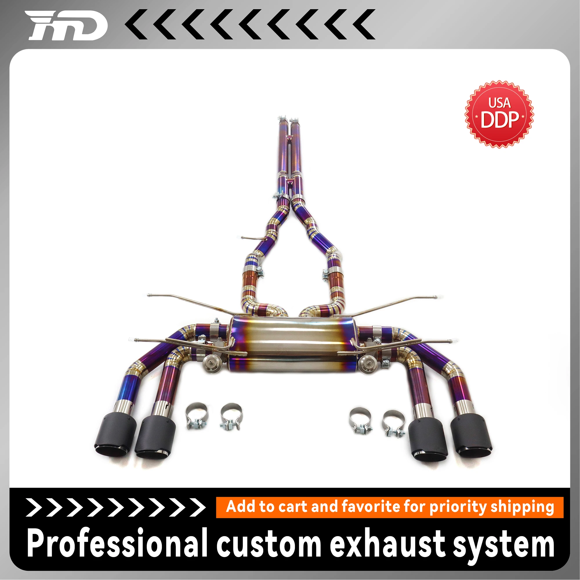 

HMD Titanium Alloy Exhaust System Performance catback for Jaguar F-type 3.0T Car Muffler with Valve Accessories