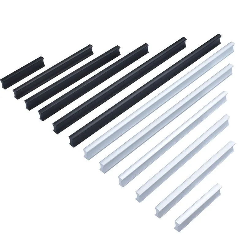 64-1000 مللي متر المطبخ مقابض للخزانة وتسحب الأسود الفضة مضمد خزانة الأثاث مقابض الأبواب الألومنيوم مقابض أدراج الأجهزة