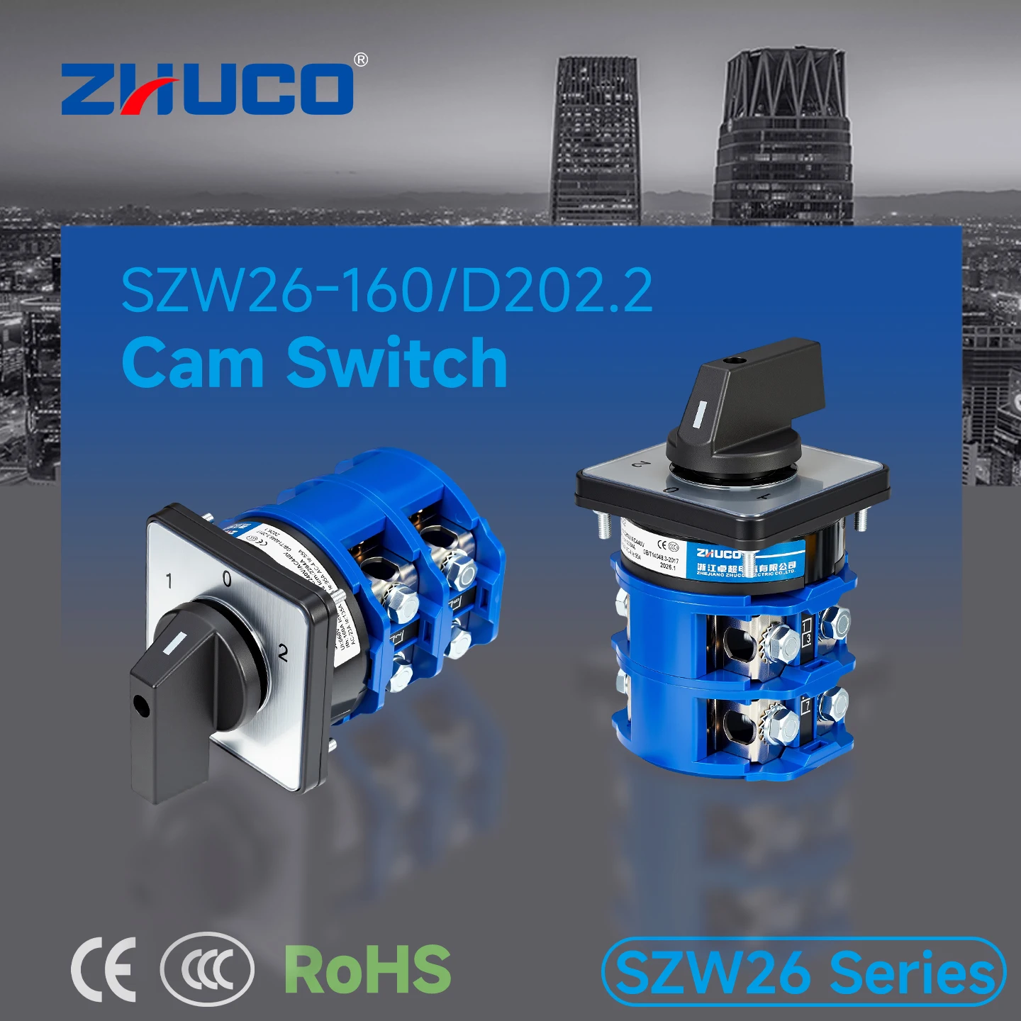 Szw26-160/D202.2 102 Panel Three-Position Two-Section Two-On-One-Off Toggle Switch Rotary Switch Selector Switch Silver Contact Cam Switch