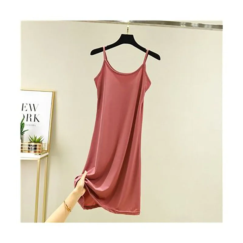 Strap Top Skirt Women Thin Inner Layer Long Sexy Sleeping Skirt Loose A-Line Plus Size Slimming Bottom Skirt Summer Nightgowns
