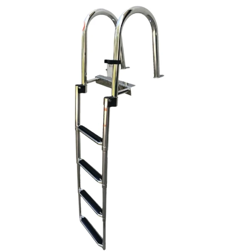 4 Step Pontoon Boat Ladder Foldable Stainless Steel Marine Yacht