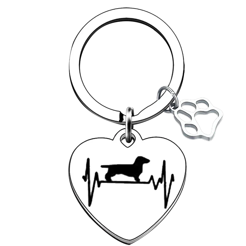 beating heart Dachshund Dog Keychain Dachshund Dog Key Rings animal Dachshund Lover Gifts
