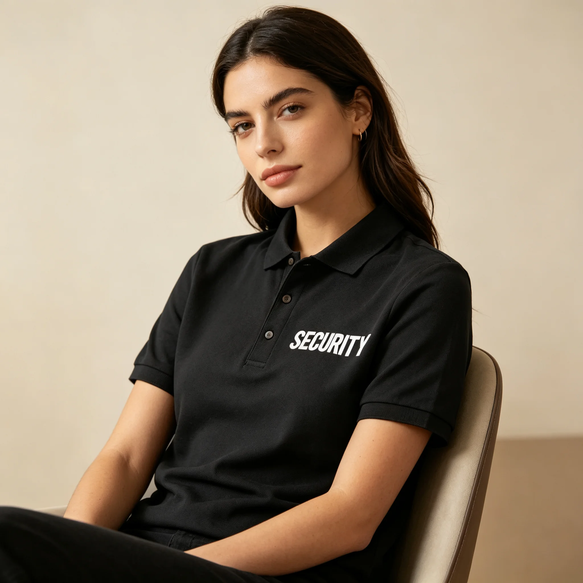 Mens Security Polo Shirt Front Back Print Tee Staff Event Uniform NYC Factory