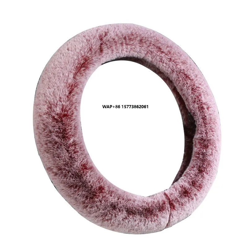 

Women's winter warm car interior accessories long fluffy red velvet fur steering wheel cover elegant car decoration