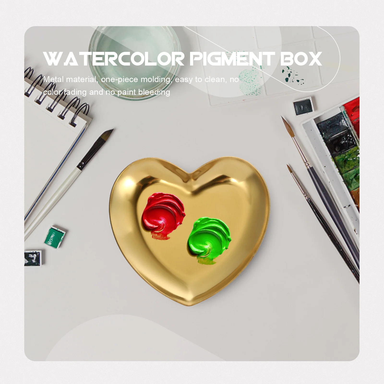 

1Pcs Watercolor Mixing Box Metal Paint Tray Durable Portable Curved Pigment Tray Creative Art Palette Painting Supplies