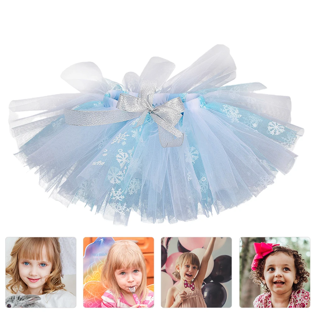 

1pc Girls' Sweet Snowflake Tulle Skirt Lightweight Elastic Waist Gauze Short Skirt For Halloween Masquerade Costume Dancing