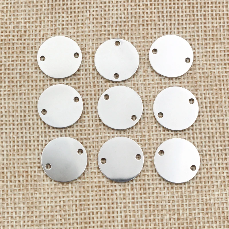 15pc/lot 12mm 15mm No Fade Charms 316 Stainless Steel Round Charms for necklace pendant charms diy jewelry making