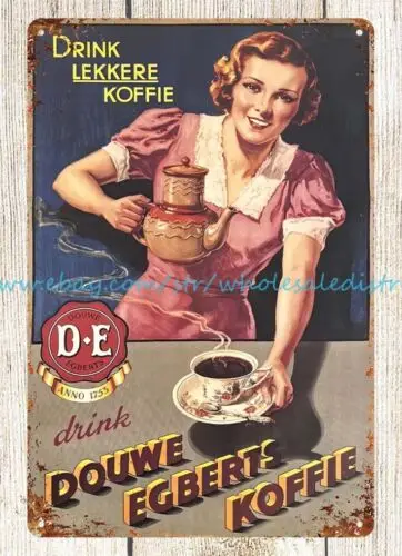 Douwe egberts koffie кофейный металлический жестяной знак красочная стена искусство домик кафе