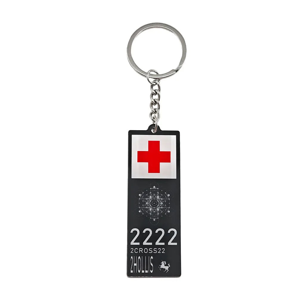 2hollis-2222 Rotkreuz Acryl-Schlüsselanhänger Doppelseitig 2CROSS22 Album-Logo Schlüsselring Rap-Merch Anhänger Taschenanhänger Fan-Geschenk – Detail 1