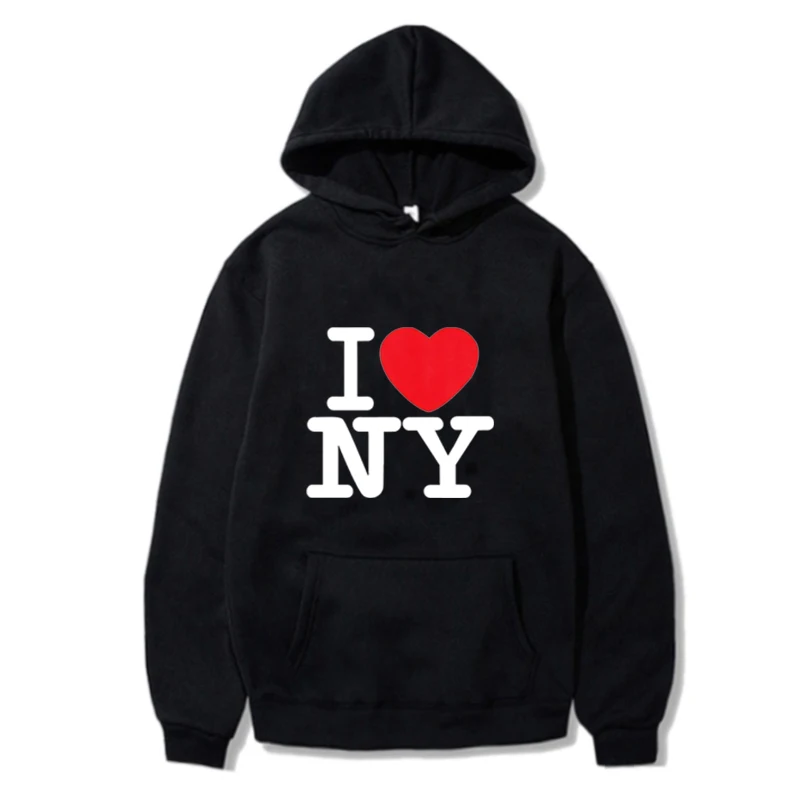 Red Heart I Love New York Hoodie Oversize Y2k Vintage Grunge Hooded Pullover Women Men Sweatshirt Casual Hoodie Punk Streetwear