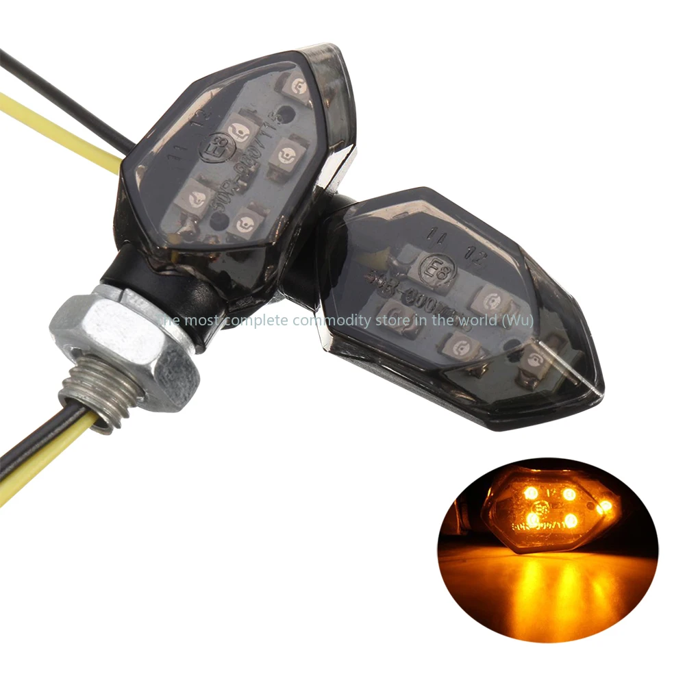 

4PCS/set Mini Motorcycle Smoke Lens Turn Signal Light 5LED 12V Amber Blinker Indicator Lamp Motorcycle Universal Easy to Install