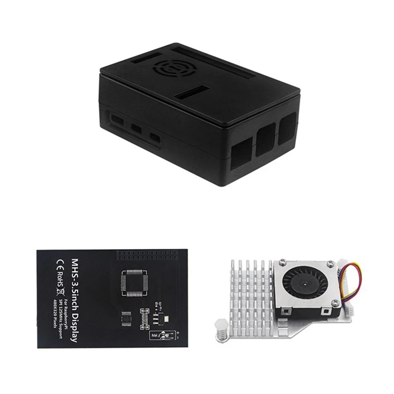 ABS Case Plastic Shell With Cooling Fan + 3.5 Inch MHS Display Screen For Raspberry Pi 5 5B-AU32