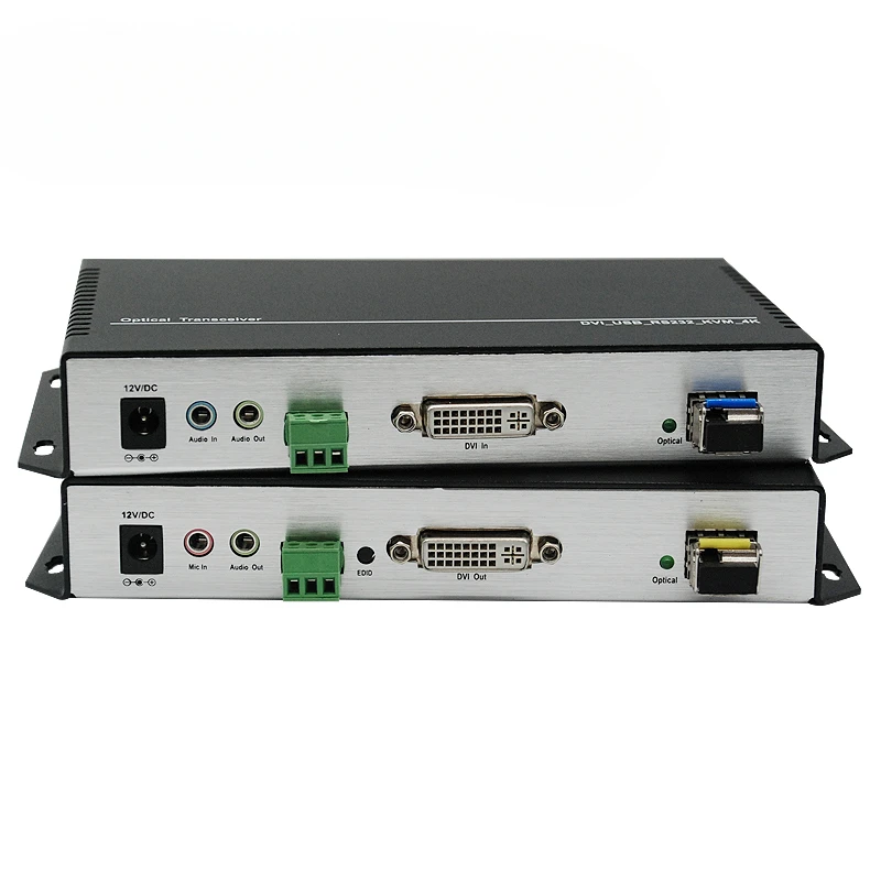 4K@30hz Fiber Optic DVI to LC SFP KVM Converter single mode 1-core 20KM Support RS232/EDID/USB DVI Fiber Optic Extender