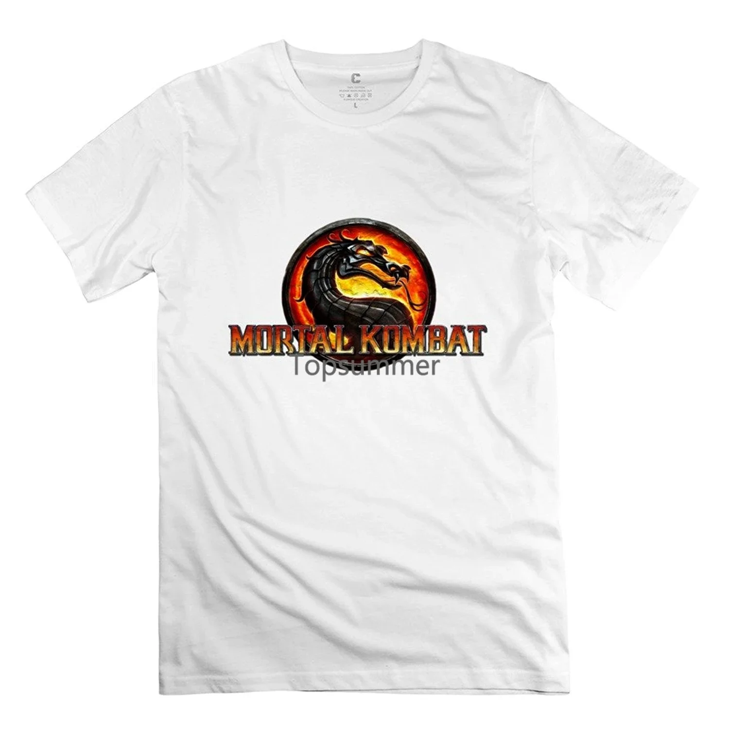 Men'S New Style T Shirts Mortal Kombat Dragon White Size S