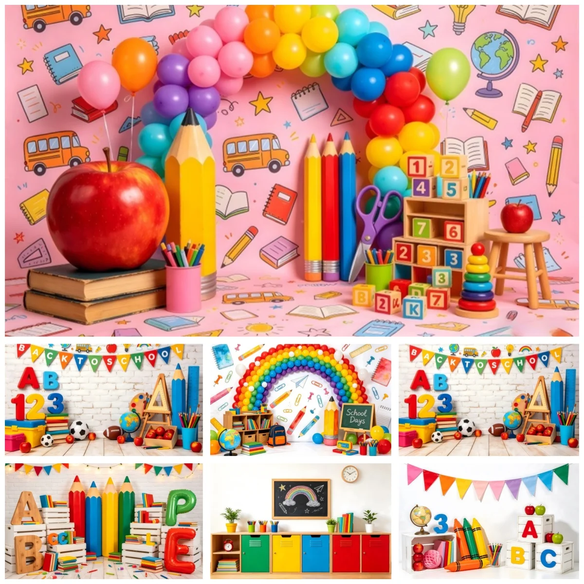 Décorations de rentrée scolaire : l'apprentissage commence ici – Accessoires de studio photo pour enfants et bébés, décors pour adultes et enfants, fonds photographiques pour les journées scolaires