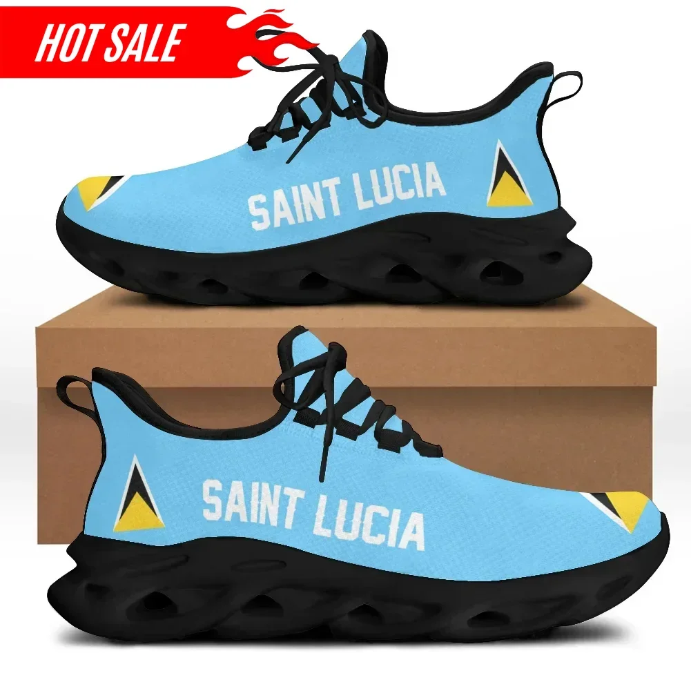 

Saint Lucia Flag Print Girls Lace up Mesh Swing Sneakers Lightweight Casual Platform Shoes for Women Comfort Zapatos