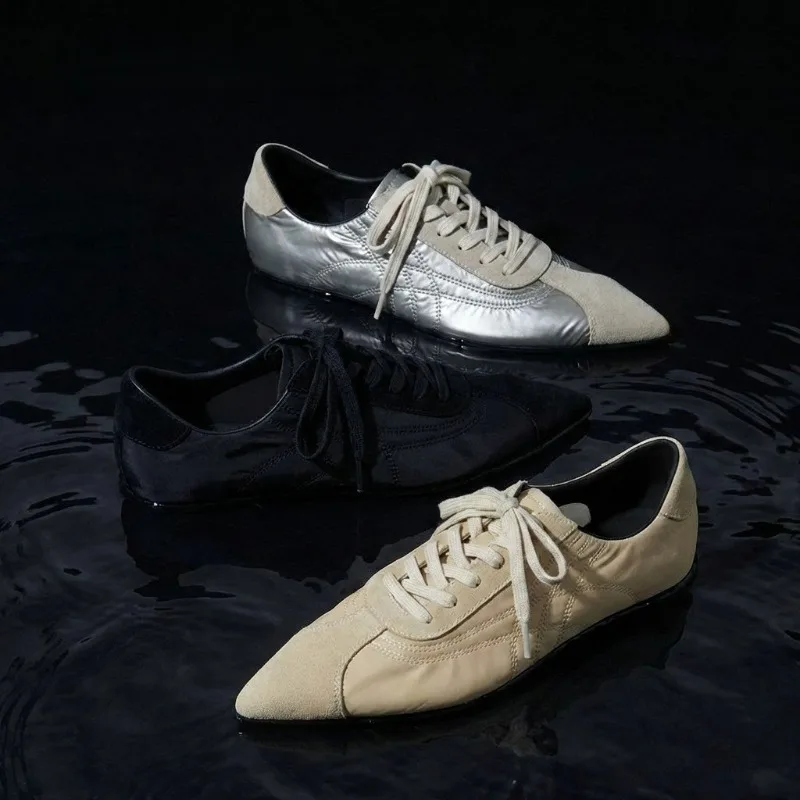 

New Womens Shoes Retro Luxury Genuine Leather Casual Shoes for Woman Exquisite Pointed Tip Sneakers Designer Shoes Zapatos Mujer