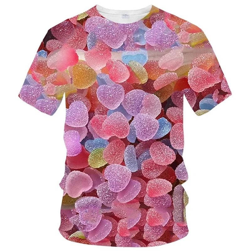 Fashion Casual Fun Colored Candy graphic t shirts For Unisex Summer Trend street style Hip Hop Printed O-neck Short Sleeve Tees