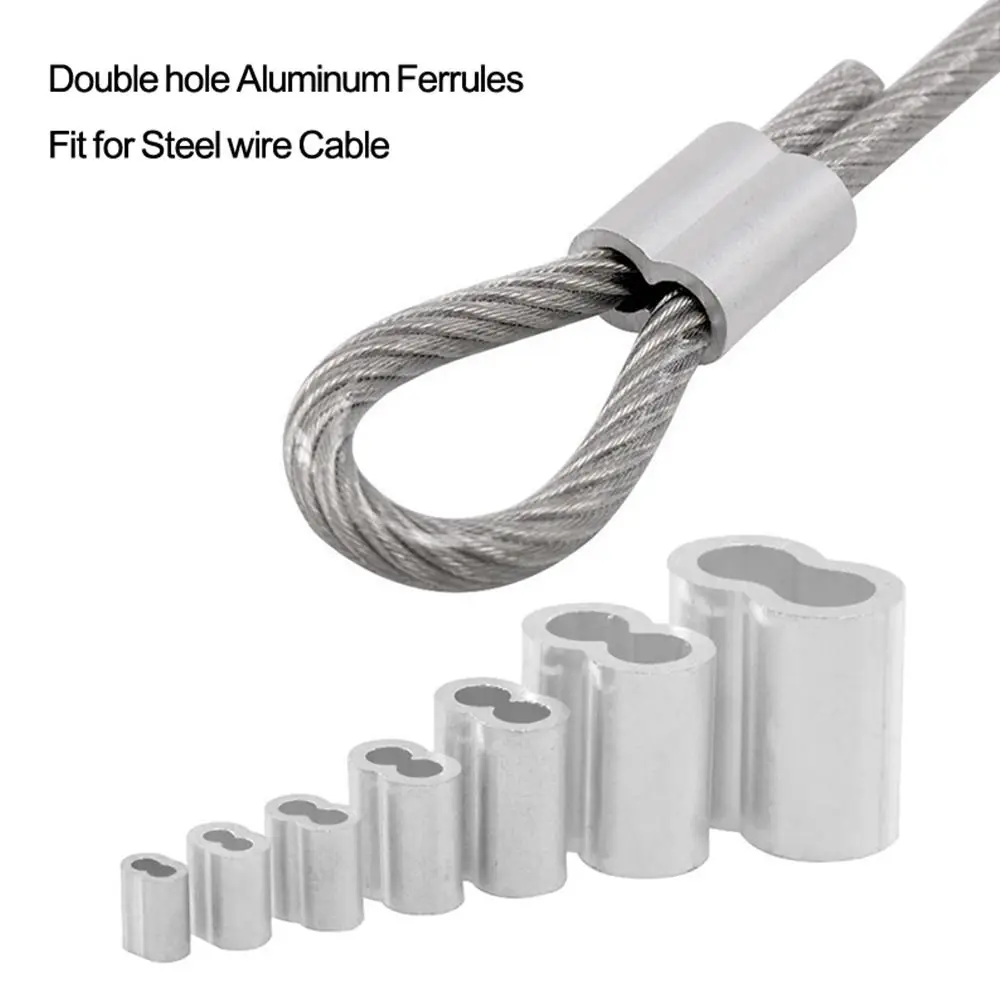 10-50Pcs 8-Shape M1 to M12 Crimp Sleeve Fixing Clip Double Hole Cable Clip Hardware Aluminum Wire Ferrules Steel Wire Rope