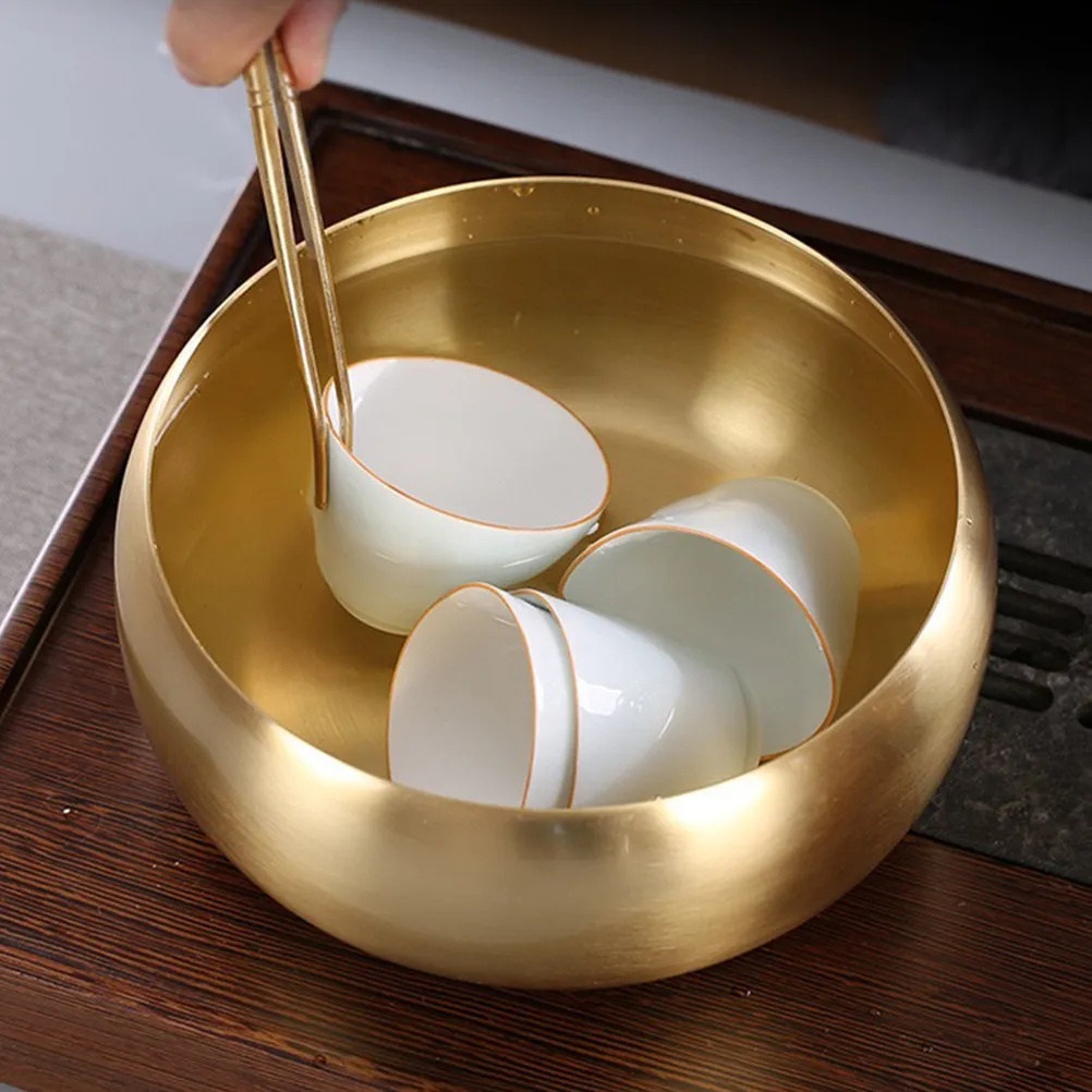 Brass Tea Wash Bowl Fine Finish Brass Teacup Wash Bowl Easy-Clean Design Tea Ceremony Supply for Banquets Parties and Daily Use