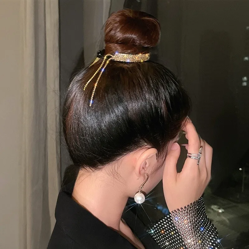 Nuevo Clip de garra de pelo coreano con diamantes de imitación, horquillas de cangrejos de pelo negro elegantes para sombreros de mujer, accesorios