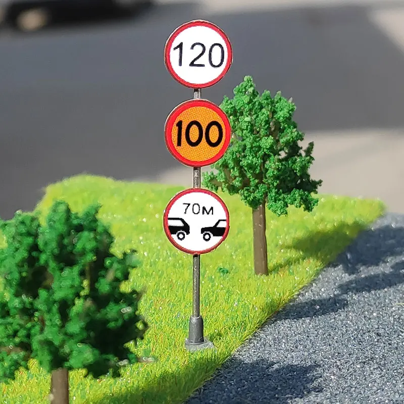 6pcs 1:87 HO Scale miniature traffic sign model scene sand table simulation N scale road props DIY Layout