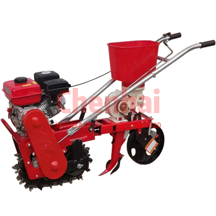 

Gasoline engine driven self-propelled corn seeder Integrated weeding fertilization and sowing machine Chain track trencher