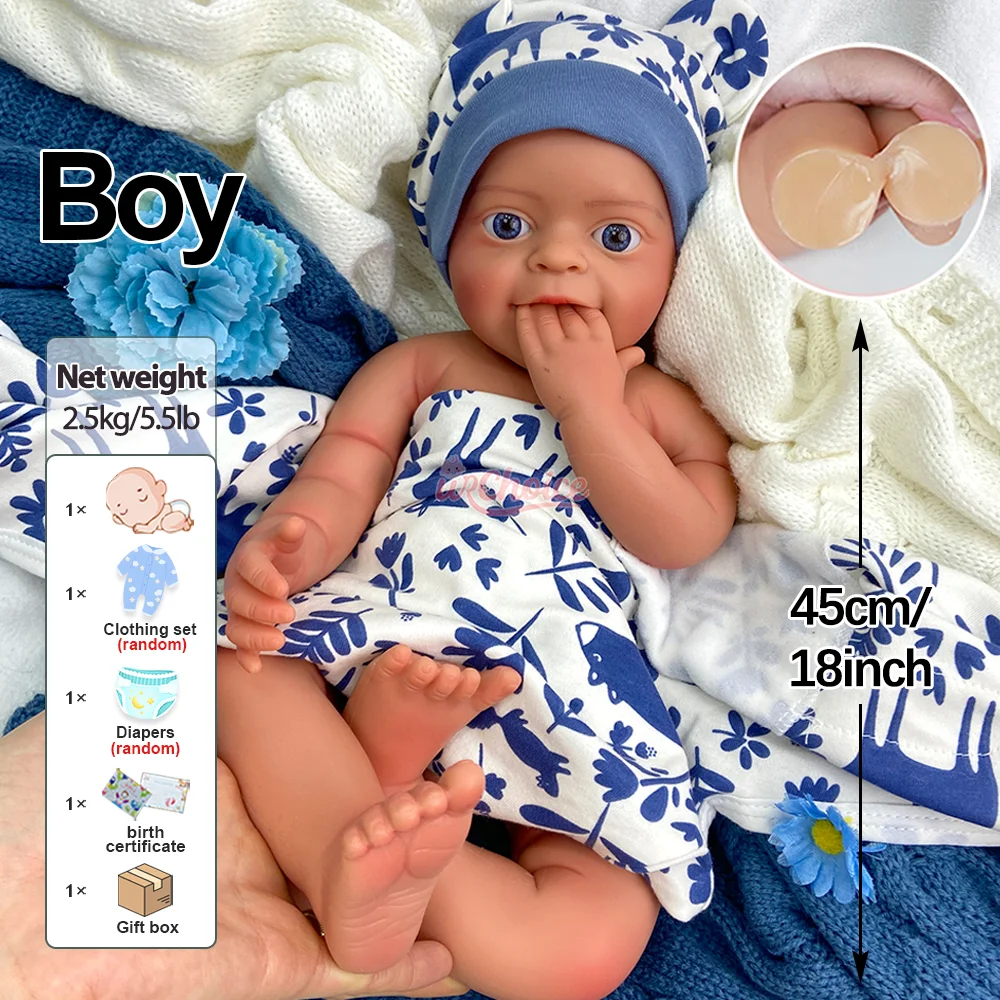 Muñeco de bebé renacido de silicona de 45 cm, adorable, lavable, con boca abierta, realista, regalo para mamás coleccionistas.