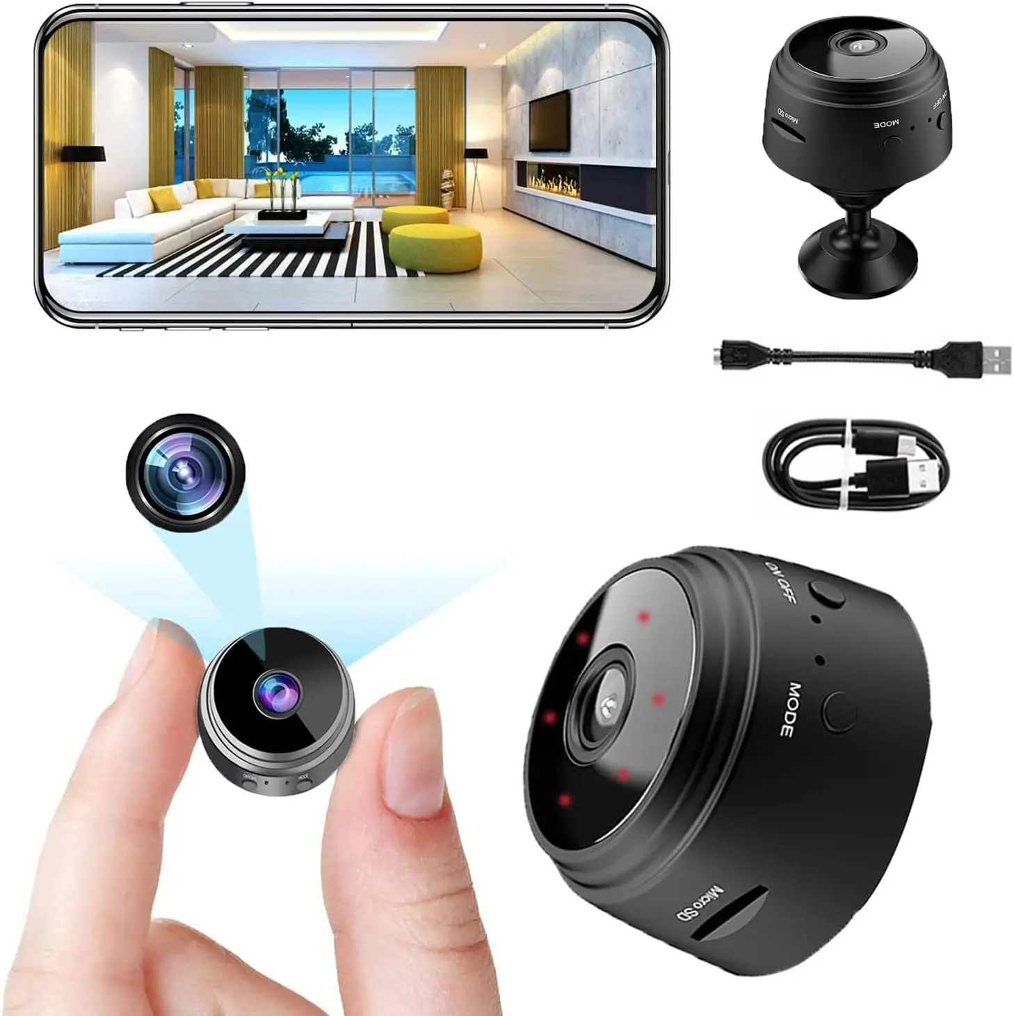 Mini Hidden Spy Camera Motion Detection Wireless WiFi Camera Night Vision HD 1080P,Nanny Cam forHome SecuritySurveillance Camera