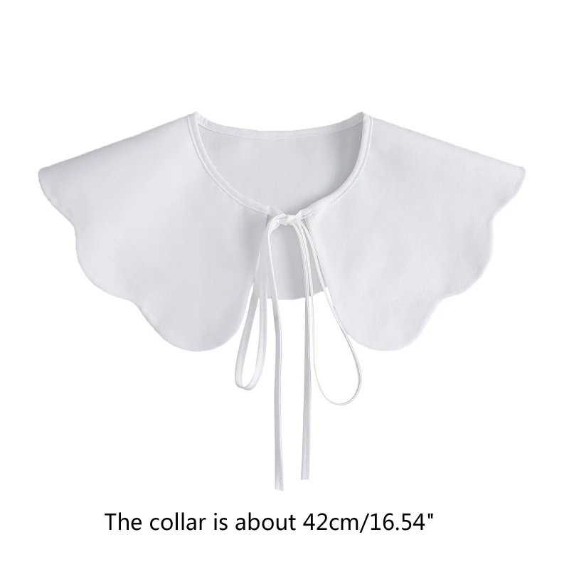 Decorativo recortado onda colar falso feminino elegante branco xale cachecol laço-up bowknot destacável mini capelet poncho