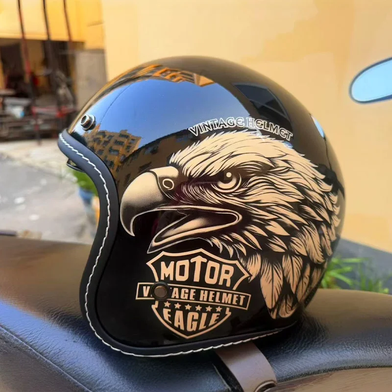 Casque de Moto à visage ouvert chaud casque de Moto Vintage Unique rétro Moto 3/4 demi-casque doublure amovible cascocascospara moto