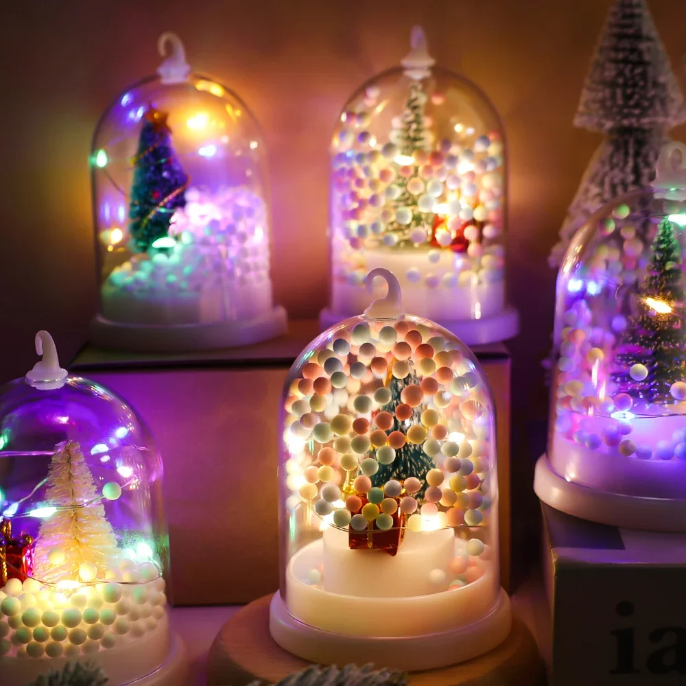 Christmas Lantern Battery Powered LED Night Light Xmas Tree Hanging Lamp Home Desktop Ornaments New Year Xmas Party Decoration