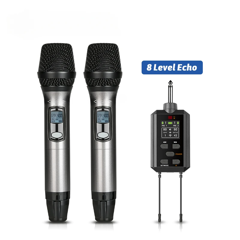 

Portable D15E Infrared Sync UHF Wireless Handheld Microphone Dynamic with Echo for Teaching and Singing