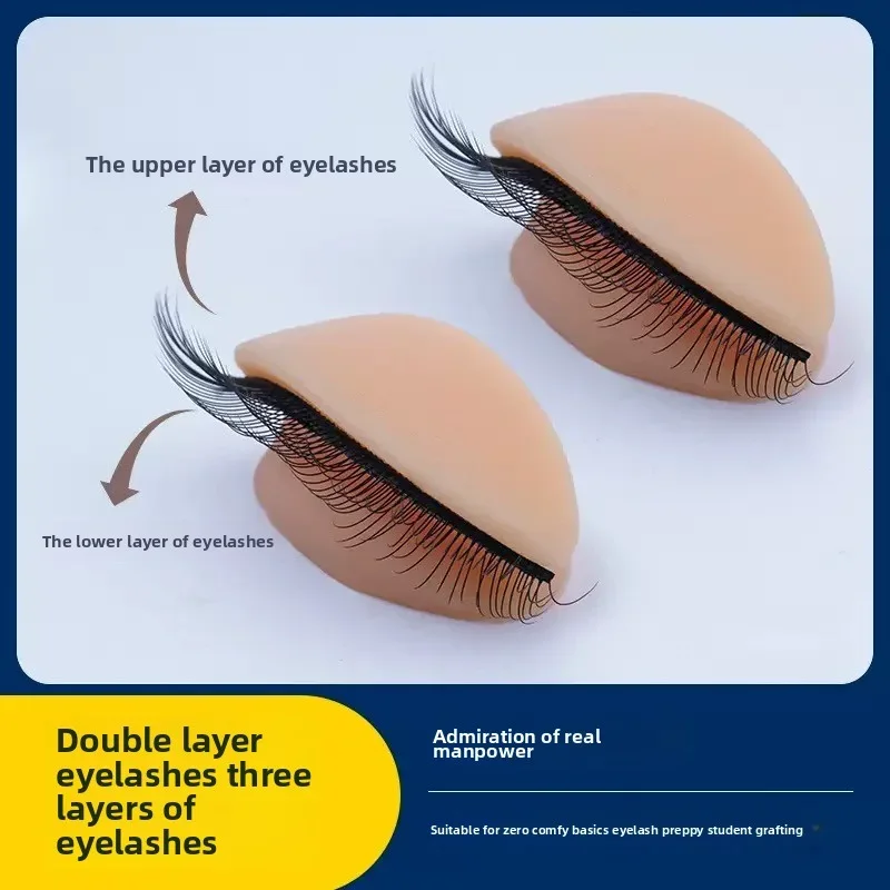

3 pairs of double-layer eyelash exercises, replaceable eyelid eye mask, silicone detachable eyelash extension display head mold