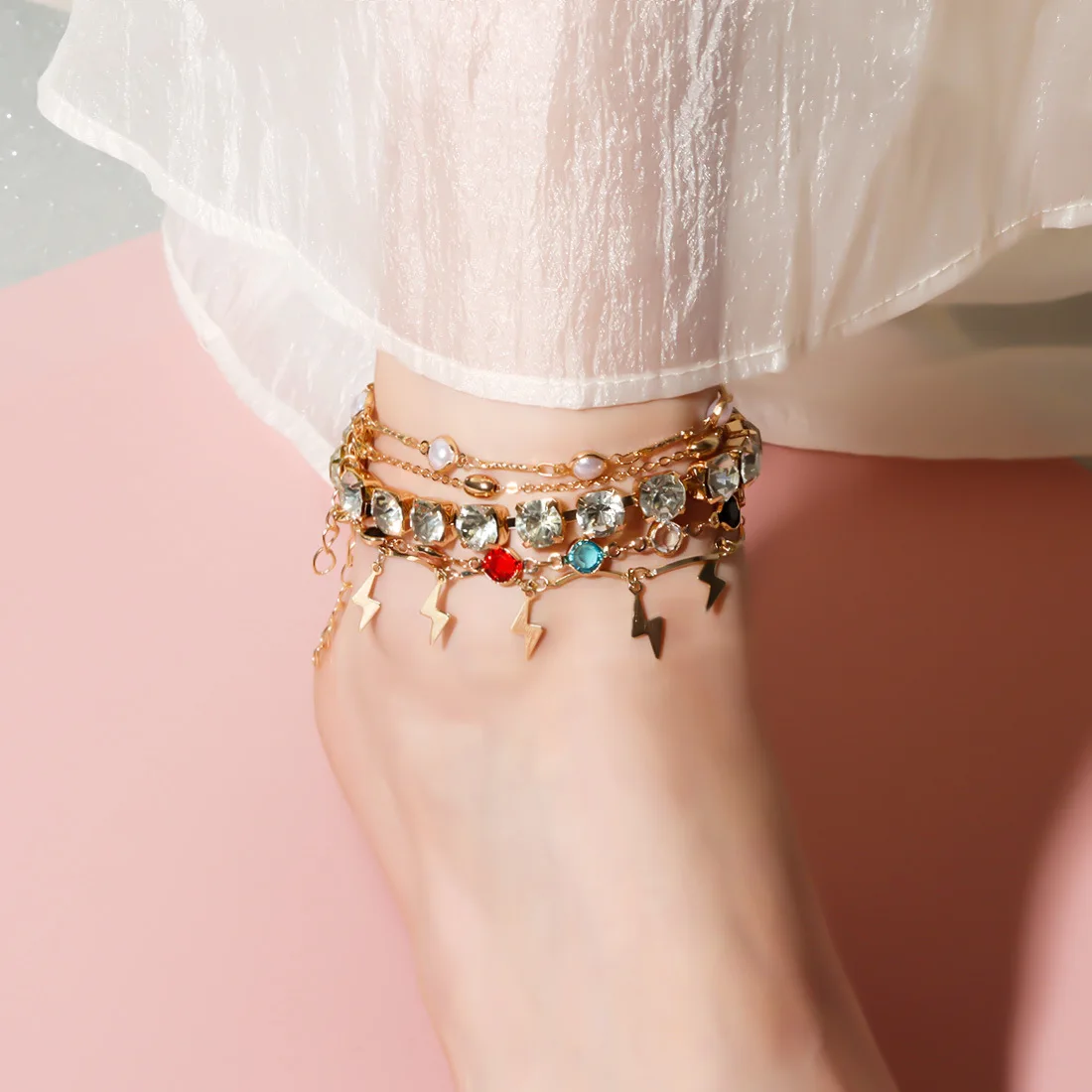DIY accessories European and American fashion versatile anklet set multi-layer fringed retro anklet foot accessories AK480